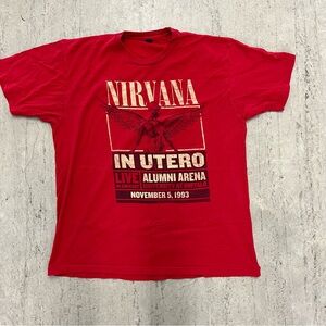 Tultex Nirvana In Utero 1993 Tour T-Shirt University of Buffalo Red XL